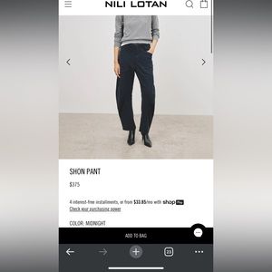 Excellent used condition Nili Logan Shon Pant in navy.